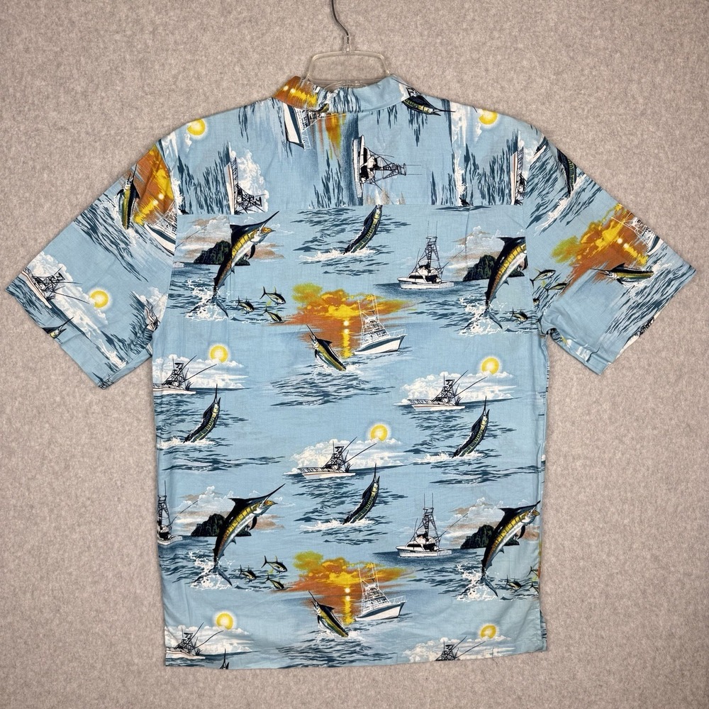 Clearwater Outfitters Short Sleeve Button Down Nautical Fishing Marlin Shirt L - Picture 3 of 10